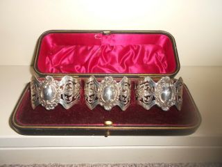 A Boxed Set Of 3 Napkin Rings Of Repousse Design 1903 Alfred Biggin & Sons