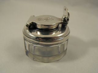 Travell Inkwell With Solid Silver Top And Screw Mechanism,  London 1819