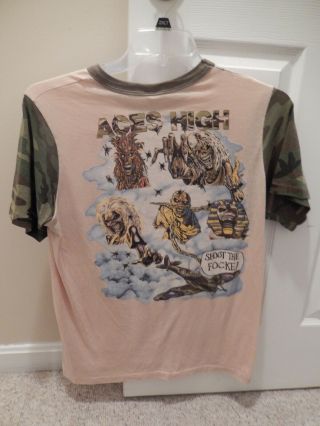 Iron Maiden Aces High Camouflage Short Sleeve T - Shirt 1984 Vintage 2