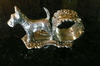 Victorian Era Silver Plated Napkin Ring With Scotty Dog
