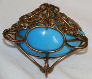 Antique 19th C.  Palais Royal French Blue Opaline Glass Egg - Shaped Trinket Box. 5