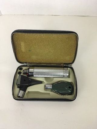 Vintage Welch Allyn Ophthalmoscope & Accessories Case Ear Nose Throat Doctor