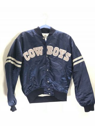 Vintage Starter Blue Satin Dallas Cowboys Bomber Jacket