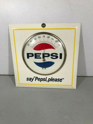 Vintage Say " Pepsi,  Please " 9 Inch Square Thermometer / - 50 