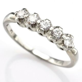 Vintage 14k White Gold 0.  30 Tcw Diamond Band Ring 2.  2 Grams