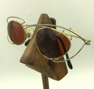 Vintage Neostyle Holiday 973 339 Gold Metal Silver Oval Sunglasses Frames 3