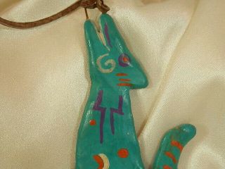 VERY RARE OOAK Espinosa Signed Vintage 70 ' s Hand Made Clay Wolf Necklace 215s7 2