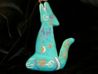 VERY RARE OOAK Espinosa Signed Vintage 70 ' s Hand Made Clay Wolf Necklace 215s7 6