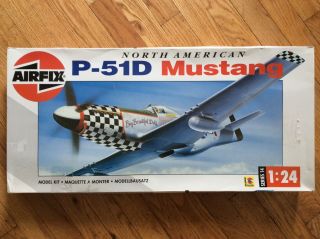 Vtg.  1991,  Airfix,  North American P - 51d Mustang 1:24 Scale Model Plane,