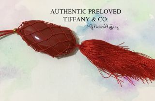 Rare Authentic Tiffany & Co.  Elsa Peretti Red Lacquer Bean Necklace 18k Gold