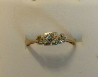 Vintage 9k Gold,  Platinum And Diamond Ring Size O/p 1.  9 Gms