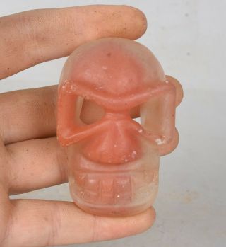 2.  6 " China Hongshan Culture Old Red Crystal Skeleton Skull Head Amulet Pendant
