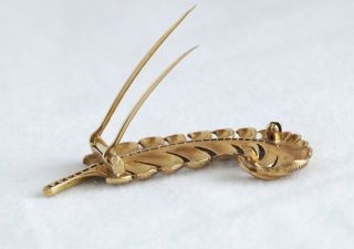 Vintage 14K Yellow Gold Feather Scarf Pin with Blue Sapphires (07925) 7
