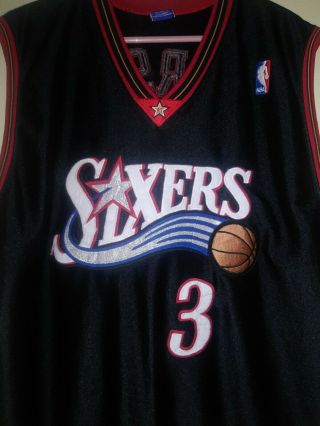 Vtg 90s Nba Philadelphia 76ers Allen Iverson Champion Rookie Season Jersey Sz 48