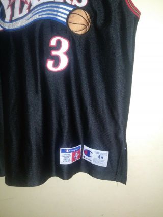 Vtg 90s NBA Philadelphia 76ers Allen Iverson Champion ROOKIE SEASON Jersey SZ 48 3