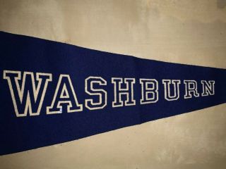 Vintage 1950s WASHBURN UNIVERSITY ICHABODS NCAA FOOTBALL BASKETBALL Pennant 3