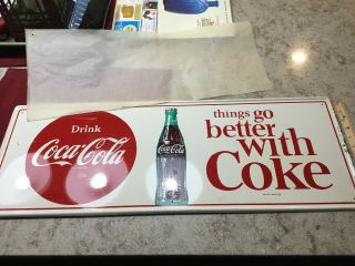 Vintage Coke Coca Cola Tin Advertising Sign Nos