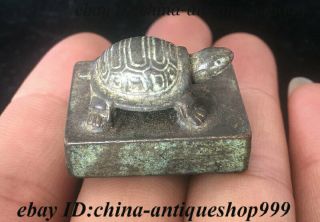 Chinese Dynasty Palace Bronze Tortoise Turtle Imperial Seal Stamp Signet Statue