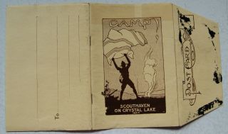 VINTAGE 1923 BOY SCOUT CAMP SCOUTHAVEN CRYSTAL LAKE NY FOLDOUT POSTCARD 14 PICS 2