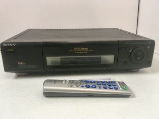 Sony Slv - 975hf Vhs 4 Head Vintage Vcr Player Recorder Flying Erase With Remote
