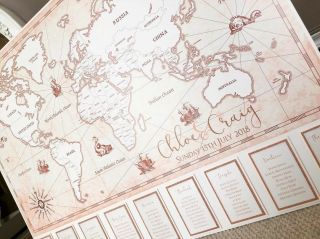 Vintage World Map Wedding Table/seating Plan | Rose Gold & Ivory
