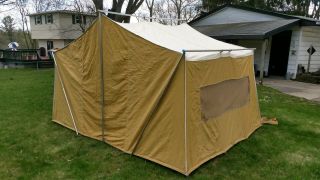 coleman vintage canvas cabin tent model 8492 B 820 sz 11 ' 2 
