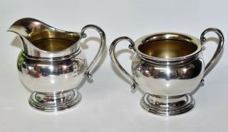 International Courtship C154 Sterling Silver Sugar Bowl & Creamer Set 4