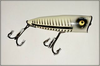 Rare Color Heddon 9540 Chugger Spook White,  Black Rib