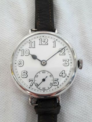 Gents 15j Trench Watch Silver Wristwatch Ww1 (full Order) 1915