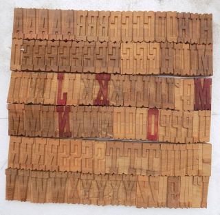 104 piece Vintage Letterpress wood wooden type printing blocks 65 m.  m.  bc - 4085 2