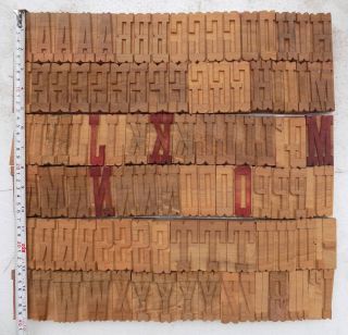104 piece Vintage Letterpress wood wooden type printing blocks 65 m.  m.  bc - 4085 3