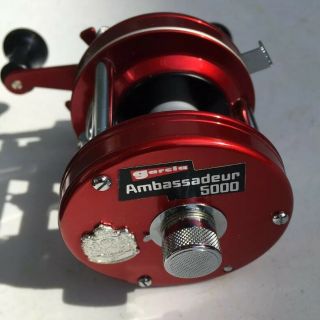 Vintage Garcia Abu Ambassadeur 5000 Red 1980 Reel Sweden Casting VGC Fishing 5