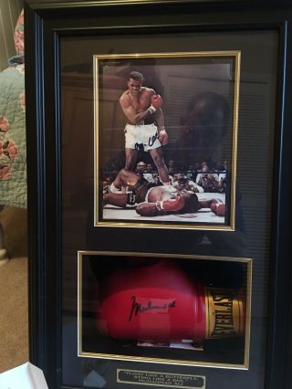 Muhammad Ali Signed Glove & Signed Photo - Rare Display,  Certs Of Auth For Both