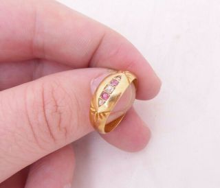18ct Gold Diamond Ruby Gypsy Set Ring,  Pp Ltd Chester 1900