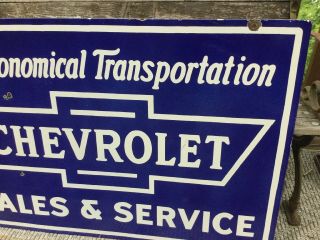 Large Vintage Double Sided Chevrolet Porcelain Sign 4