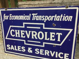 Large Vintage Double Sided Chevrolet Porcelain Sign 7