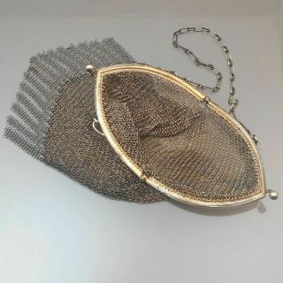 Antique Victorian Edwardian Sterling Silver Chain Mail Mesh Purse Evening Bag 4