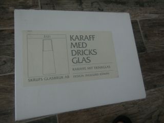 Vintage Mid Century Modern Skruf Sweden Bedside Water Carafe And Glass Handmade 4