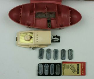 Vintage Singer 301A Sewing Machine 1950s Case,  Buttonholer,  & Accessories 7
