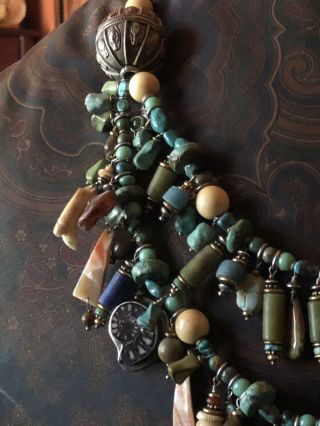 RARE Vintage Tabra Turquoise/mixed Stone SterlingTreasure Necklace 7