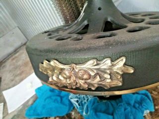 Vintage BLACK GOLD GILDING BRASS ORNATE Hunter Cast Iron Ceiling Fan Model 22304 4