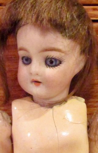 Antique German 7 " Mystery Bisque Doll W/ Orig Jointed Flapper Compo Body