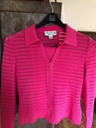 St John By Marie Gray.  Hot Pink Vintage 2 Piece Knit Suit Size 2/4 Euc