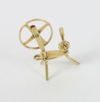Vintage 14k Gold " Yarn Spinning Wheel " Sewing Trinket 1.  1g Charm Pendant