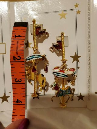 RARE LUNCH AT THE RITZ CAROUSEL EARRINGS All American 4th of July RARE RETIRED 4