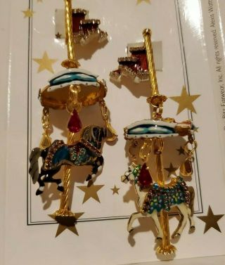 RARE LUNCH AT THE RITZ CAROUSEL EARRINGS All American 4th of July RARE RETIRED 5