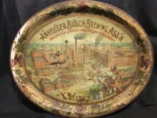 Vintage Early1900’s Anheuser Busch Brewing Association Factory Scene Tray