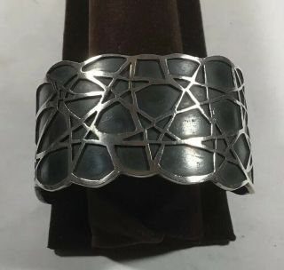 Vintage Sterling Silver Overlay Cuff Bracelet.  Made In Mexico