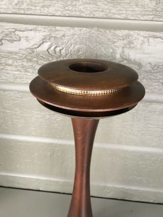 Vintage Seattle Space Needle MCM Wood Brass Candle Holder w/ Box Insert Large 4