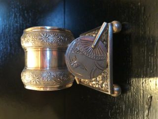 Antique napkin ring circa 1875 by Meriden Co white metal silver plated 2